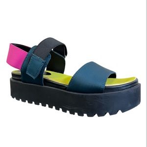 Urban Outfitters Platform Sandals - Teal Pink Lime